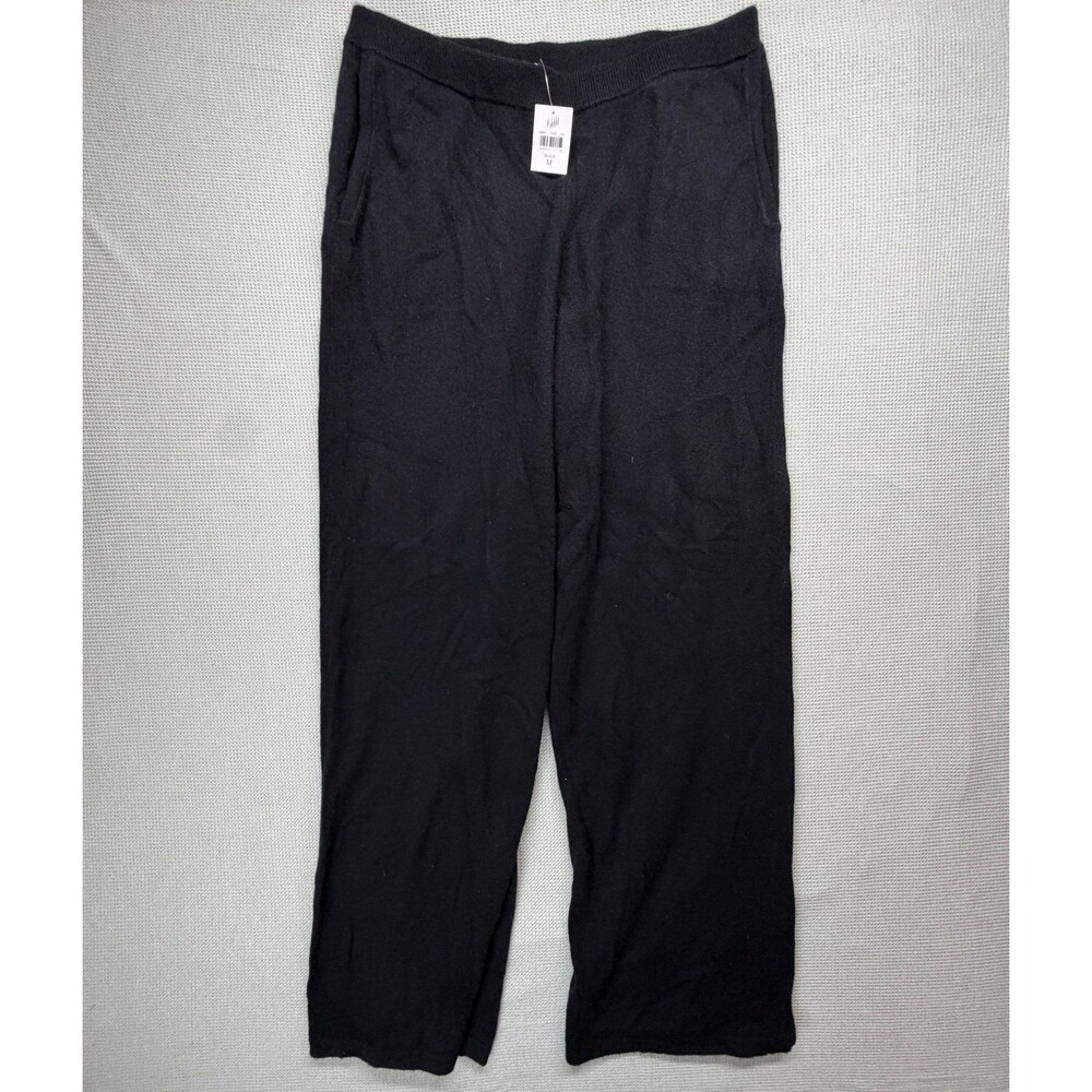 NEW J.Jill 100% Cashmere Pants Black Wide Leg Pull On Women’s M Mongolian